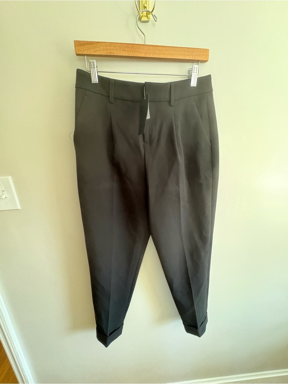 NWT Banana Republic Black Women’s High-Rise Tapered Italian Wool Pants